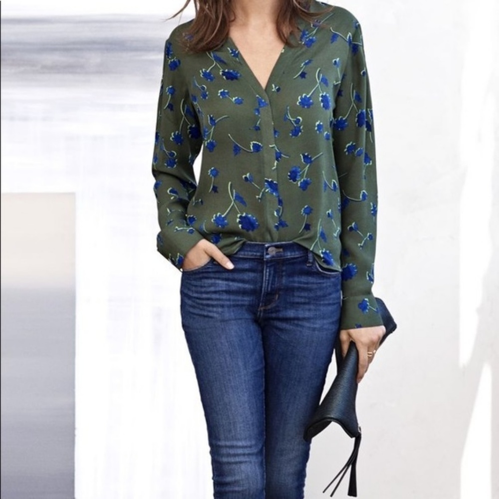Green Floral Banana Republic Top